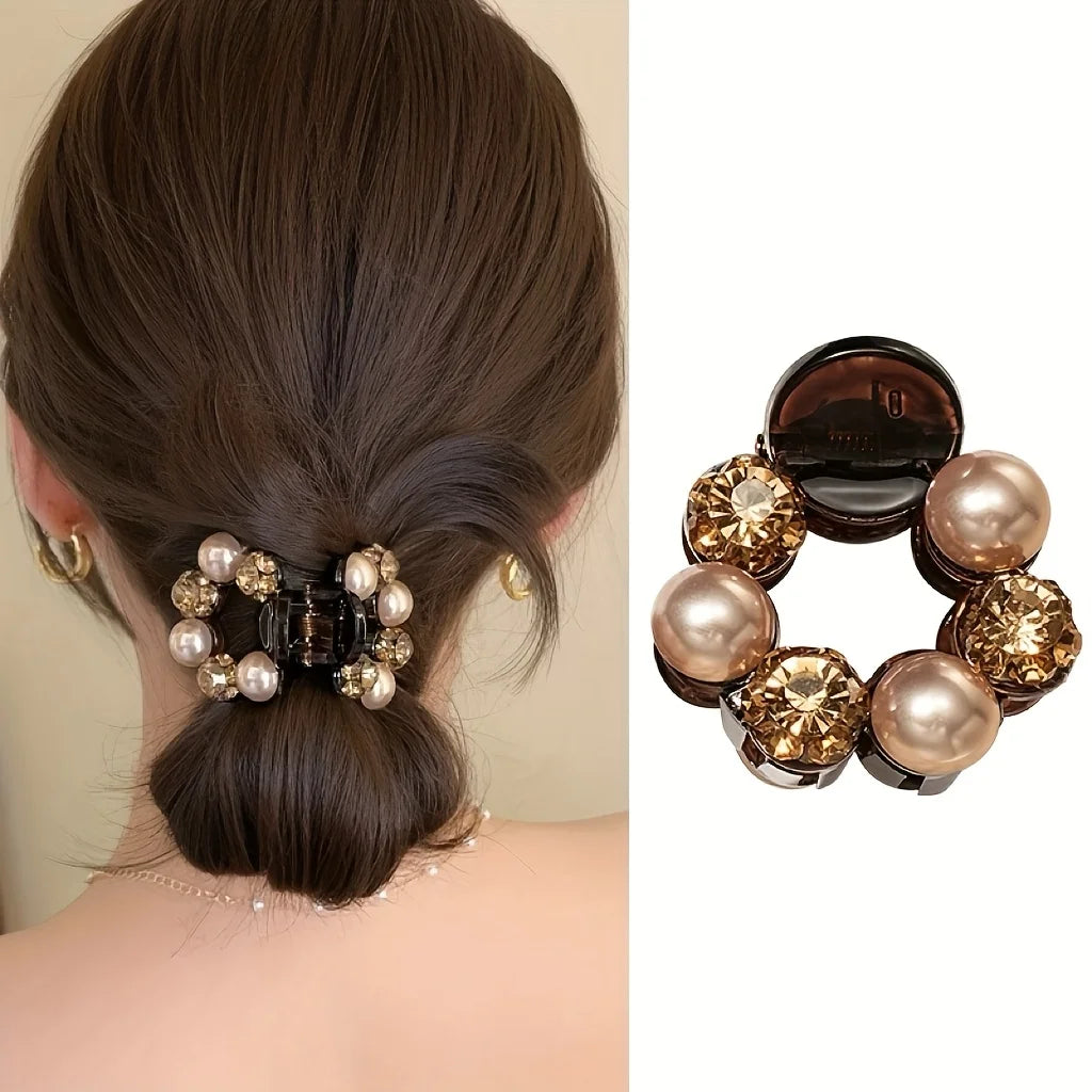Luxury Crystal Mini Hair Claw Clip Elegant Half-tie Ponytail Barrettes Retro Rhinestone Small Hair Grab Hair Decor Accessories Qme