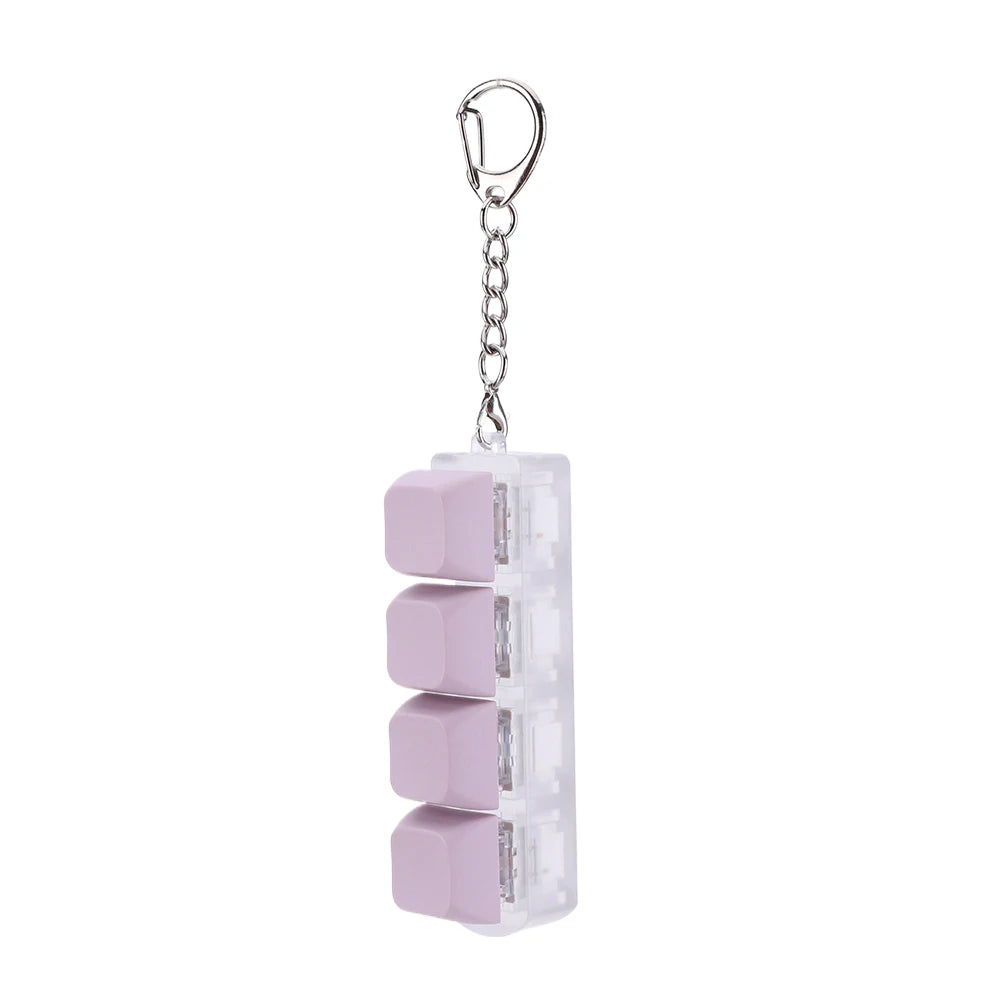 Keyboard Key Toy 4 Keys Button Keycap Fidget Keychain Keyboard Clicker Toy Keyboard Cube Toy for Adult Gifts To Relief Pass Time Qme Purple