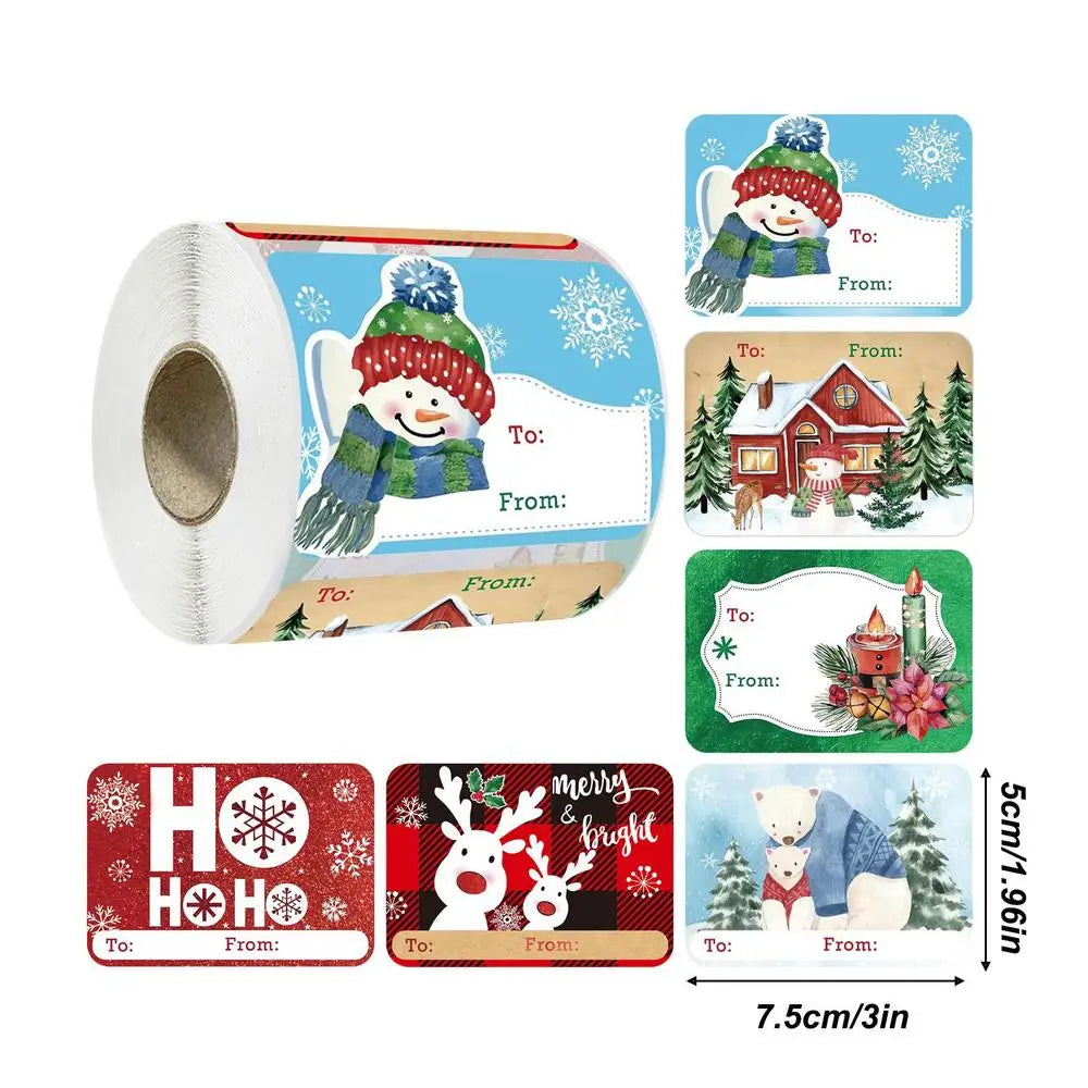 Christmas Labels Self-adhesive Cute Decals Tag Stickers Wrapping Qme Snowman China Mainland 5x7.5cm