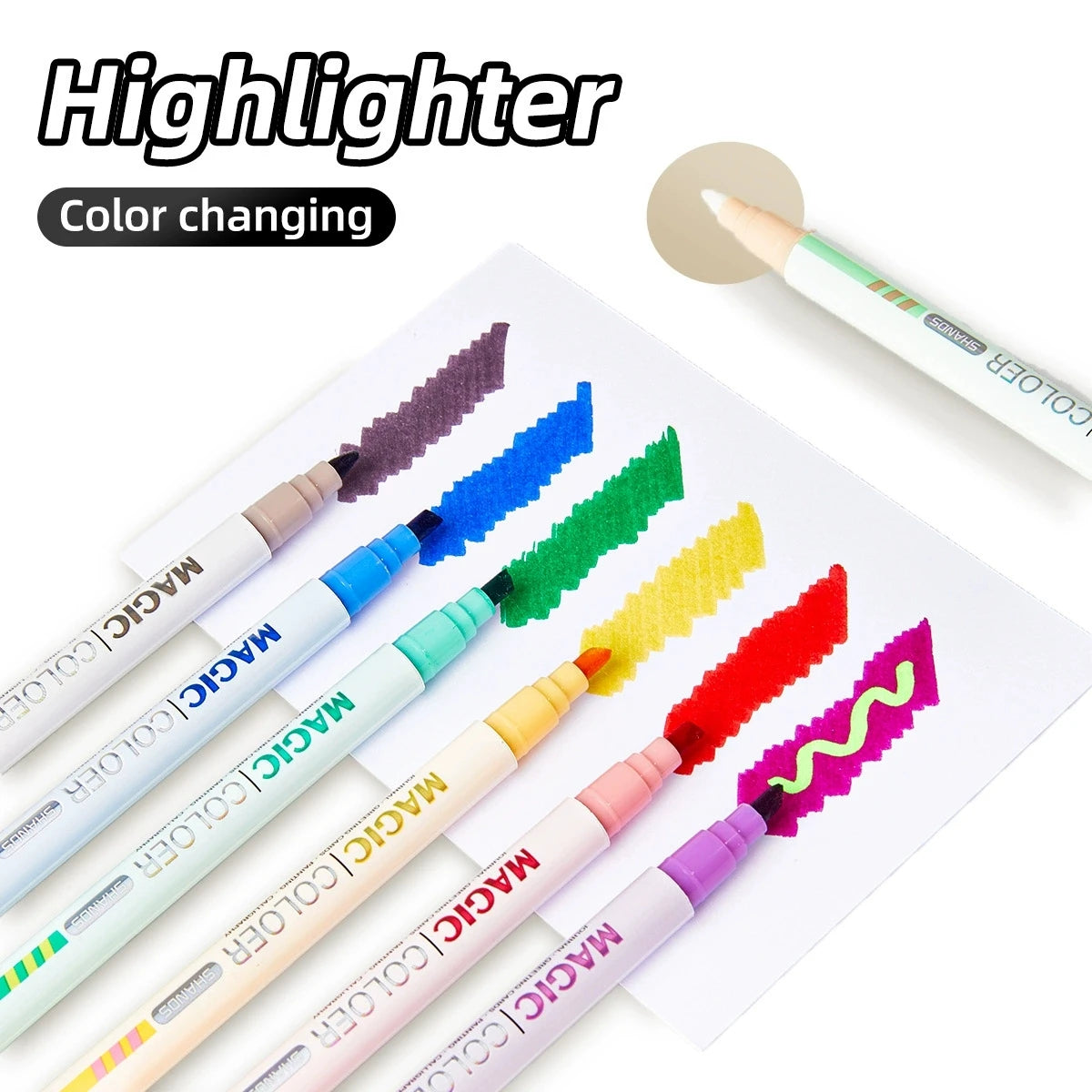 Double Tips Magic Highlighter Pen Markers Pastel Drawing Pen for Student School Office Supplies Cute Stationery Qme