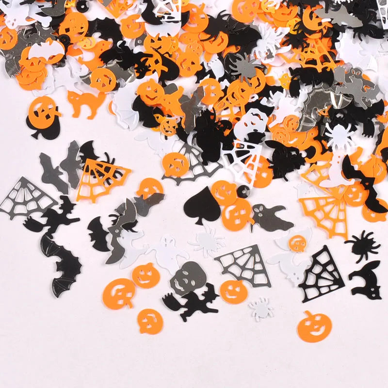 20g 9-28mm Halloween Spider/Web/Pumpkin/Bat Mixed Pattern PVC Confetti Sequins Table Holiday Decoration For Party Supplies c3765 Qme