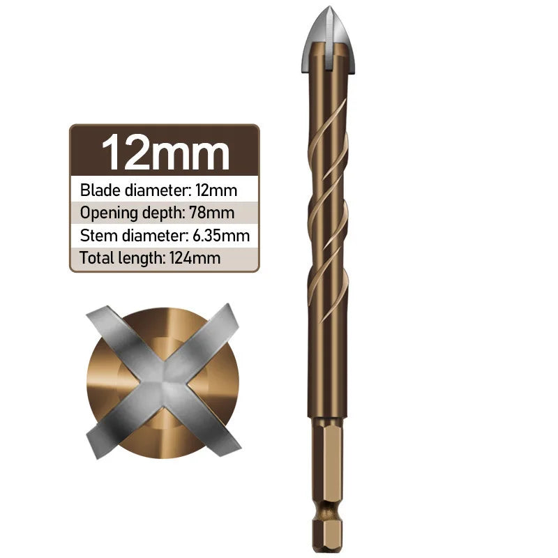Hard Metal Hex-Shank Drill Bit Sets Tungsten Carbide Hole Cutter Tool For Wall Brick Glass Tile 3mm-12mm Qme Concrete Bit 12mm