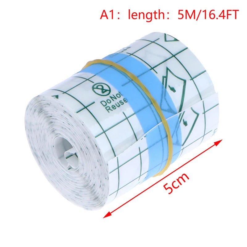 One Roll 5M Waterproof PU Bandages Disposable Transparent Stretchable Adhesive Bandages Protect Your Tattoos And Showers Qme 5cm
