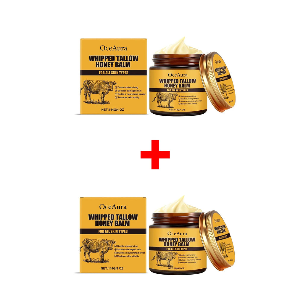 Beef Tallow Honey Balm Deep Hydrating Soft Smooth Skin Damage Care Tighten Fine Lines Facial Moisturizer Rejuvenating Face Cream Qme 228g Boxed