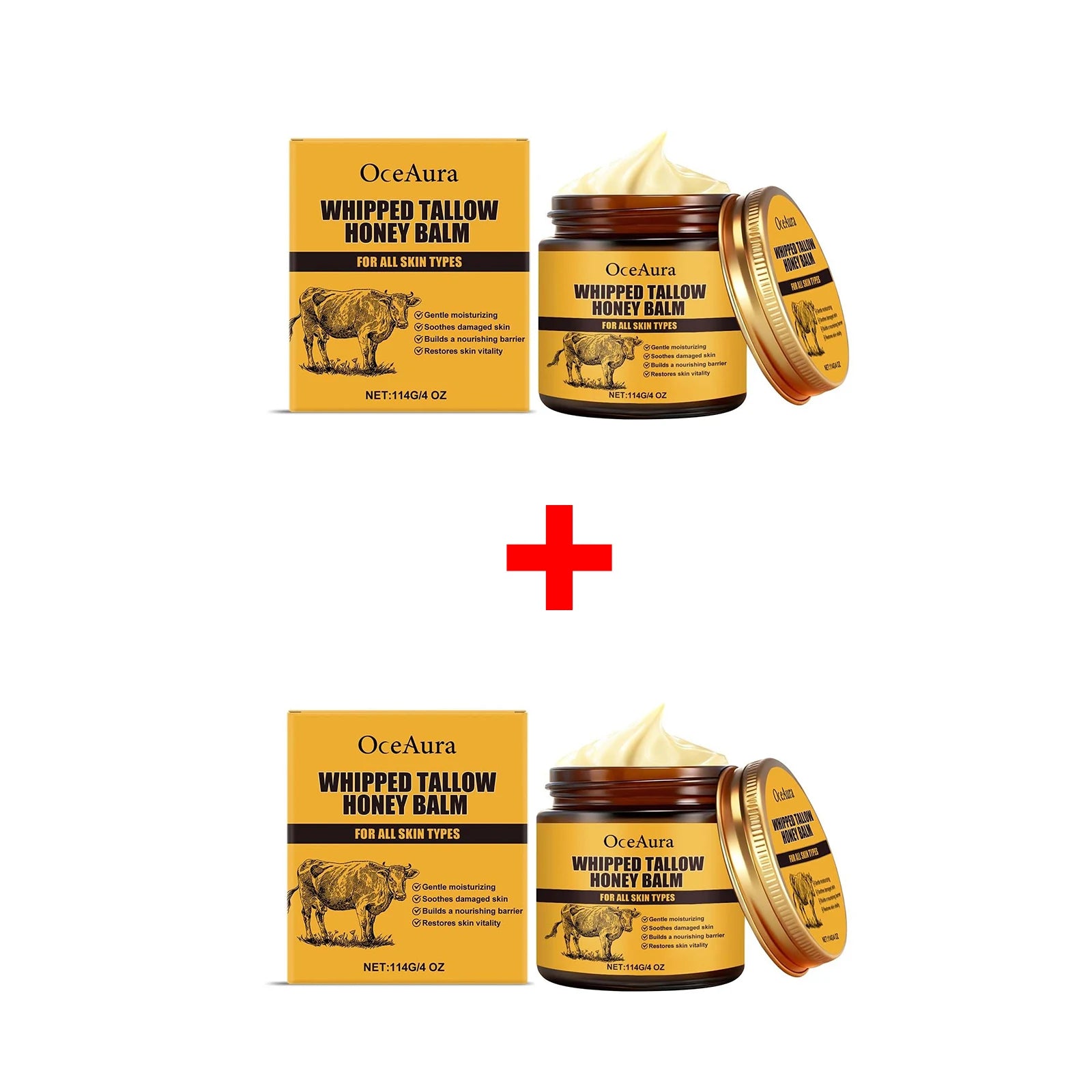 Beef Tallow Honey Balm Deep Hydrating Soft Smooth Skin Damage Care Tighten Fine Lines Facial Moisturizer Rejuvenating Face Cream Qme 228g Boxed