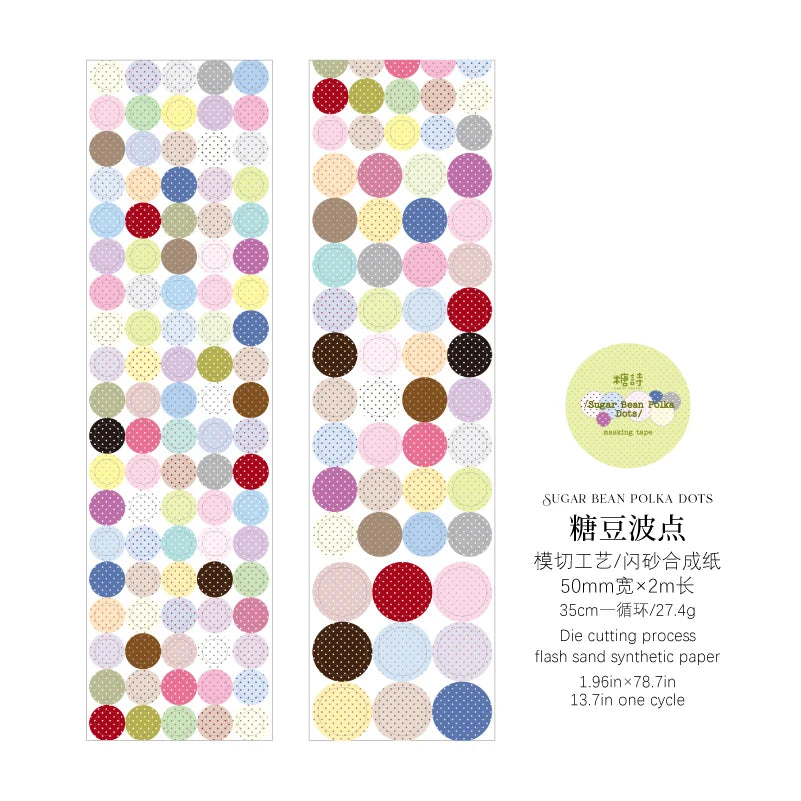 Kawaii 50mm*2m Wave Point Control Series Masking Tapes for DIY Collage Scrapbooking School Stationery Creative Journal Label Qme A 1 Roll