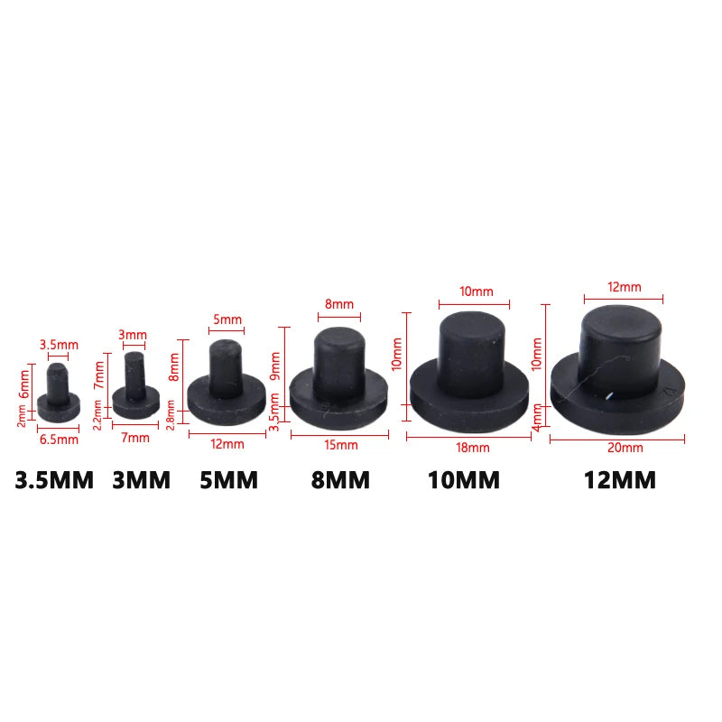 10Pcs Solid Rubber Hole Caps 3-12mm High Temperature Resistance Seal Hole Plugs Qme