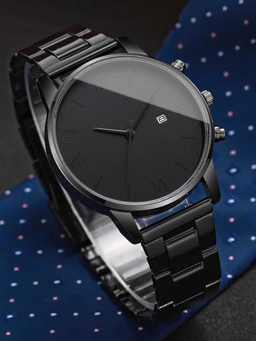 Men’s Black Chronograph & Simple Quartz Couple Wristwatch Pair Qme