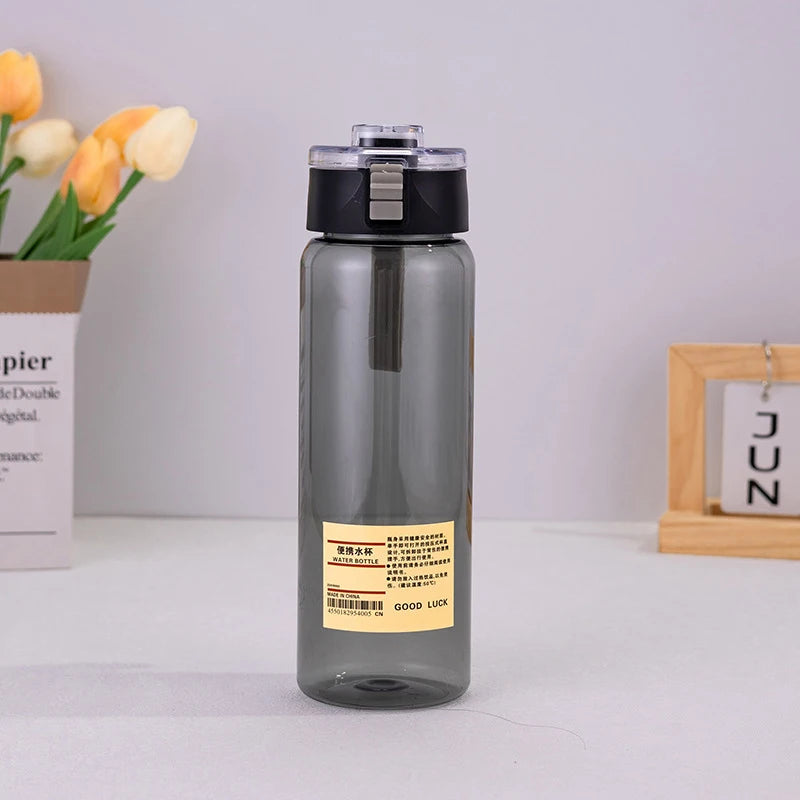 Water Bottle Space Cup Bouncing Cover Handy Sports Plastic Qme 850ML Black