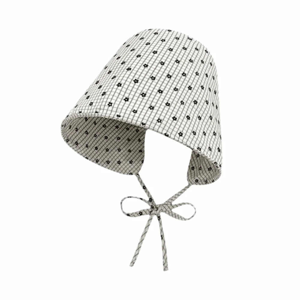 French Large Brim Sun Protection Hat Wide Foldable Bucket Breathable Qme Floral Stripes
