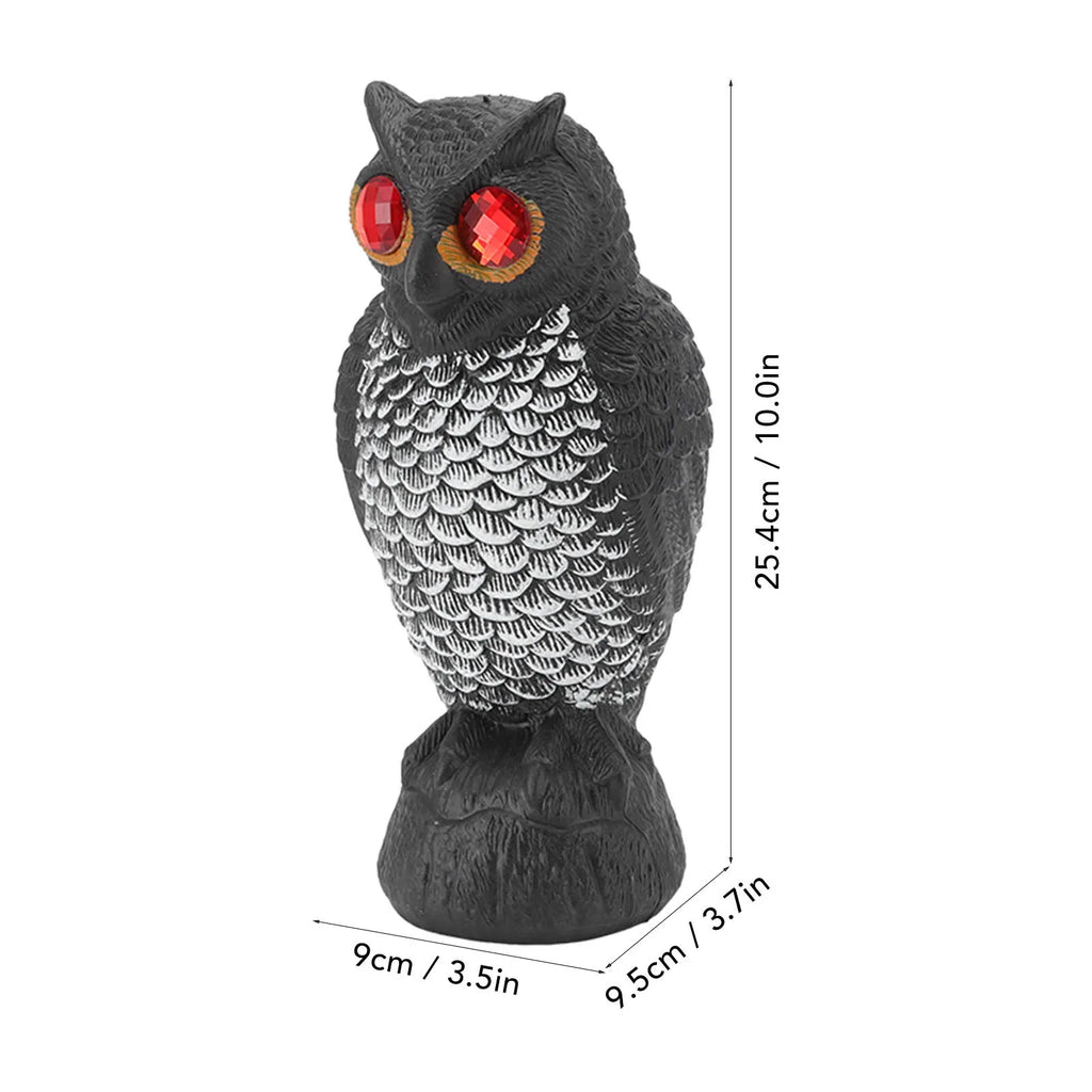 Owl Bird Deterrent Garden Decoy Plastic Scare Owl with Red Eyes Outdoor Bird Repellent for Patio Yard Balcony Qme