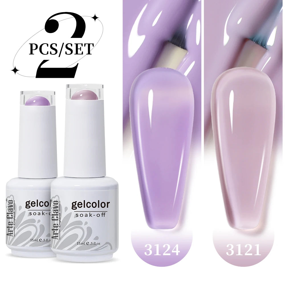 Arte Clavo Jelly Nail Gel Polish Supplies Purple Pink Red Blue Green
