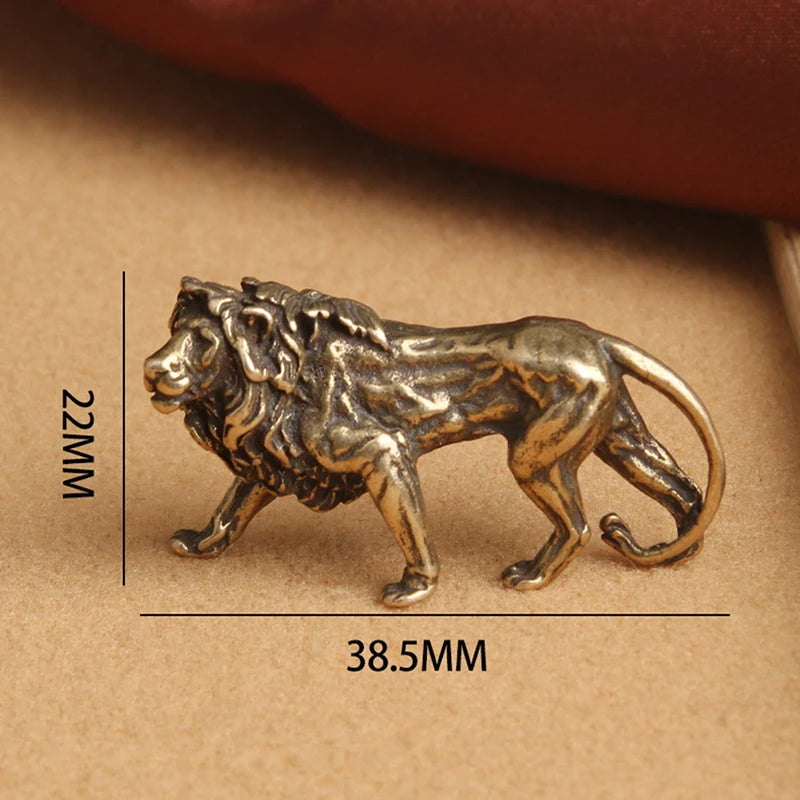 Pure Copper Majestic Lion King Miniatures Figurines Desk Decorations Qme