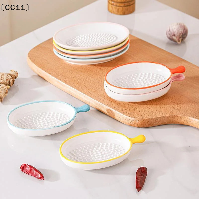 Japanese Ceramic Garlic Grater Plate Porcelain Ginger Wasabi Grinder Qme