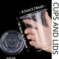 50pcs/Set 12/16OZ Plastic Cups With Lids Disposable Cups For Iced Coffee Smoothie Milkshake Cold Drinks Birthday Party Supplies Qme 12OZ 50 Sets