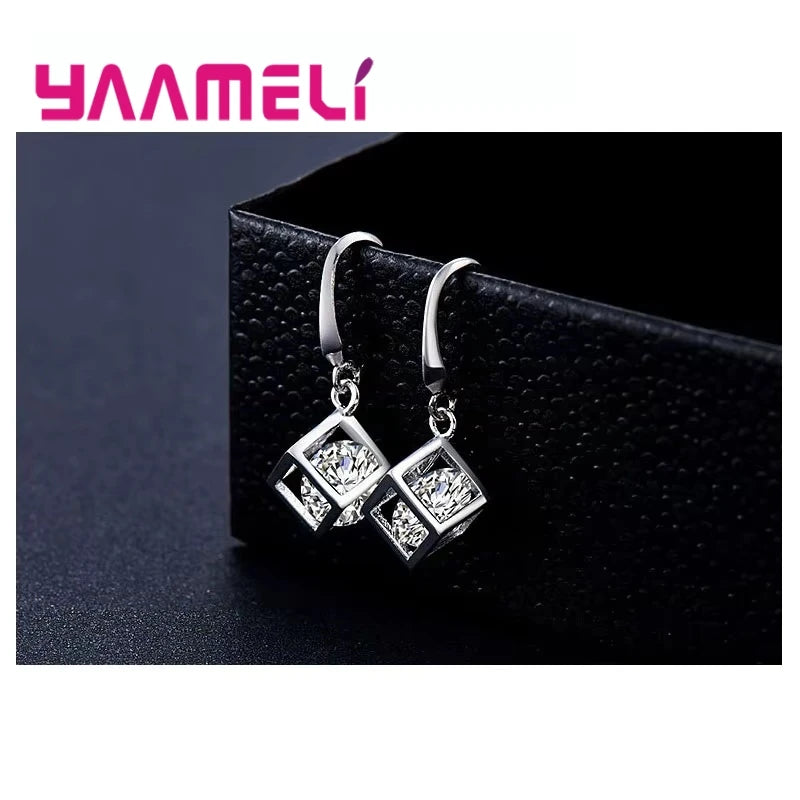 925 Sterling Silver Color Necklaces Earrings Jewelry Sets Hot Sale Cubic Zircon Women Girls Engagement Anniversary Accessory Qme
