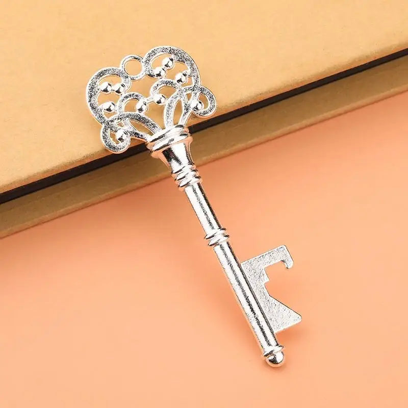 Creative Portable Vintage Key Shaped Alloy Keychain Beer Bottle Qme Silver
