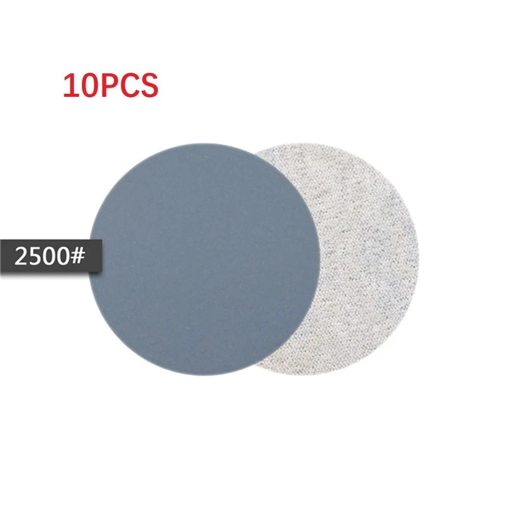 10Pcs Wet/Dry Sandpaper 3 Inch 75MM Hook And Loop Silicon Carbide 240-10000 Grits Waterproof Sanding Disc Qme 2500