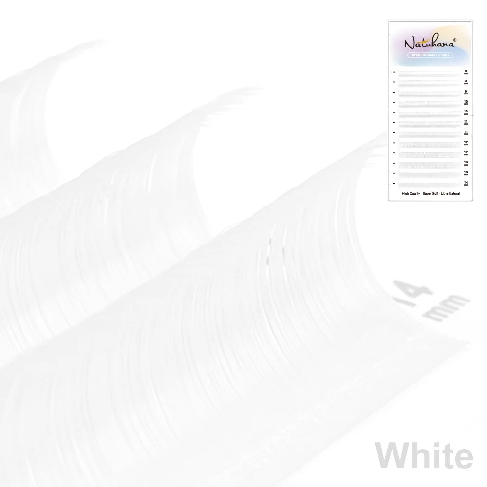 NATUHANA Cream Beige Individual Lash Clusters Mixed Lengths Soft Qme White D 0.07mm|Mix