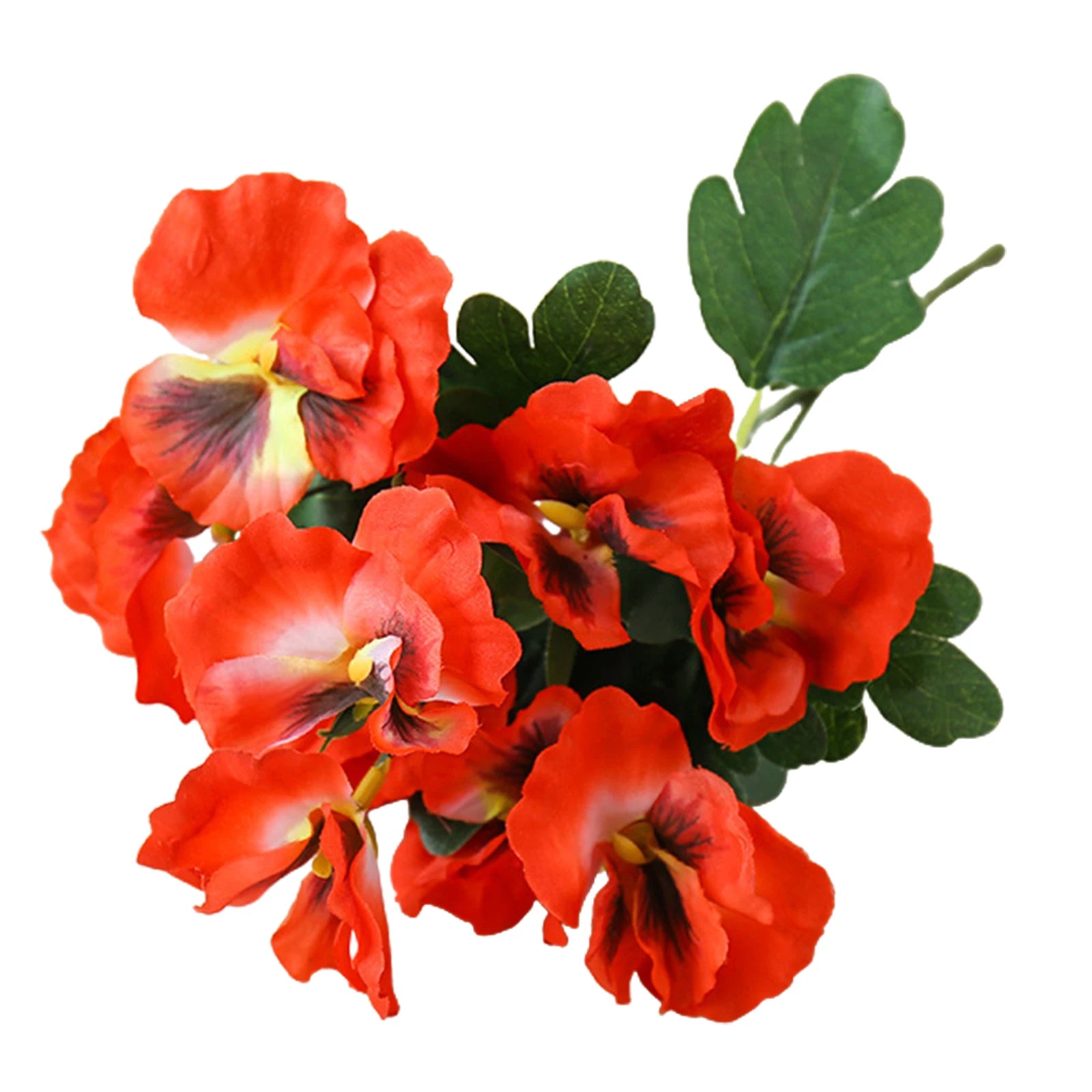 10 Heads Artificial Pansy Fake Flower European Multicolor Fake Bridal Flower Bouquet Wedding Home Party Decoration Flowers Qme Red
