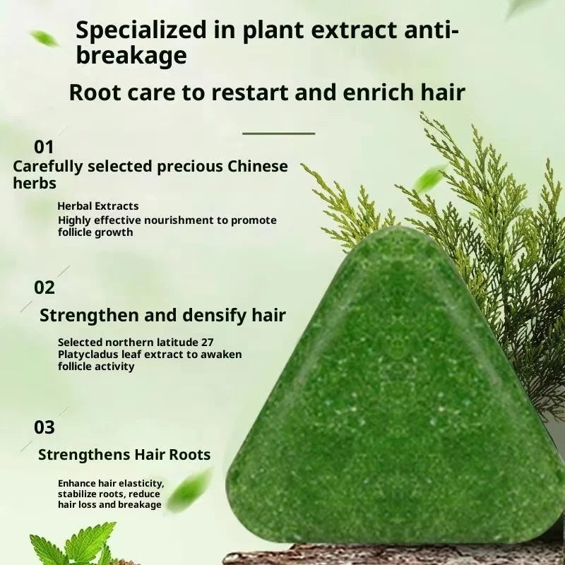 Usman Grass & Platycladus Shampoo Soap Strengthen Hair Root Growth Shampoo Bar Natural Herbal Hair Loss Treatment Hair Care Qme