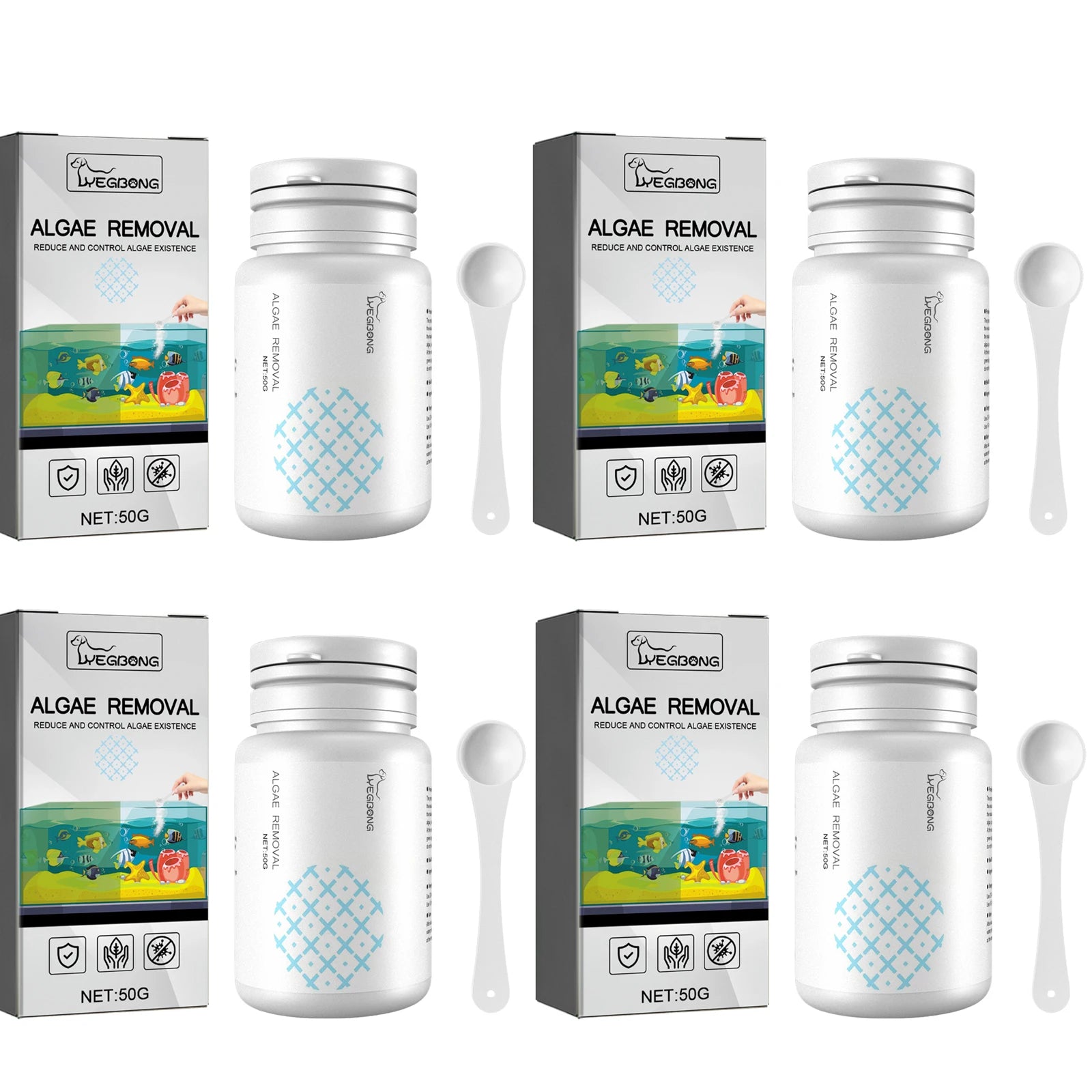 Algae Removal Quickly Removing Fish Manure Eliminate Odor Purify Water Quality Improve Water Purity Fish Tank Moss Removal Agent Qme 4 X 50g Boxed