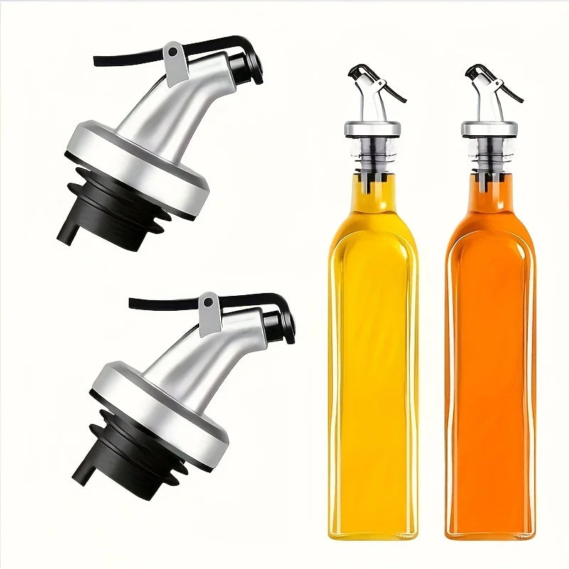 1pc Leak-Proof Silvery Oil Pourer Cap - Easy-Pour Spout, Durable ABS, Multi-Use for Soy Sauce, Vinegar & Cooking Oils - Space Qme