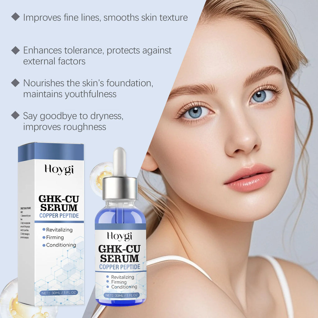 Copper Peptide Serum Anti Aging Face Serum Firming Lifting Fade Fine Lines Pore Shrinking Moisturizer Hyaluronic Acid Skin Care Qme