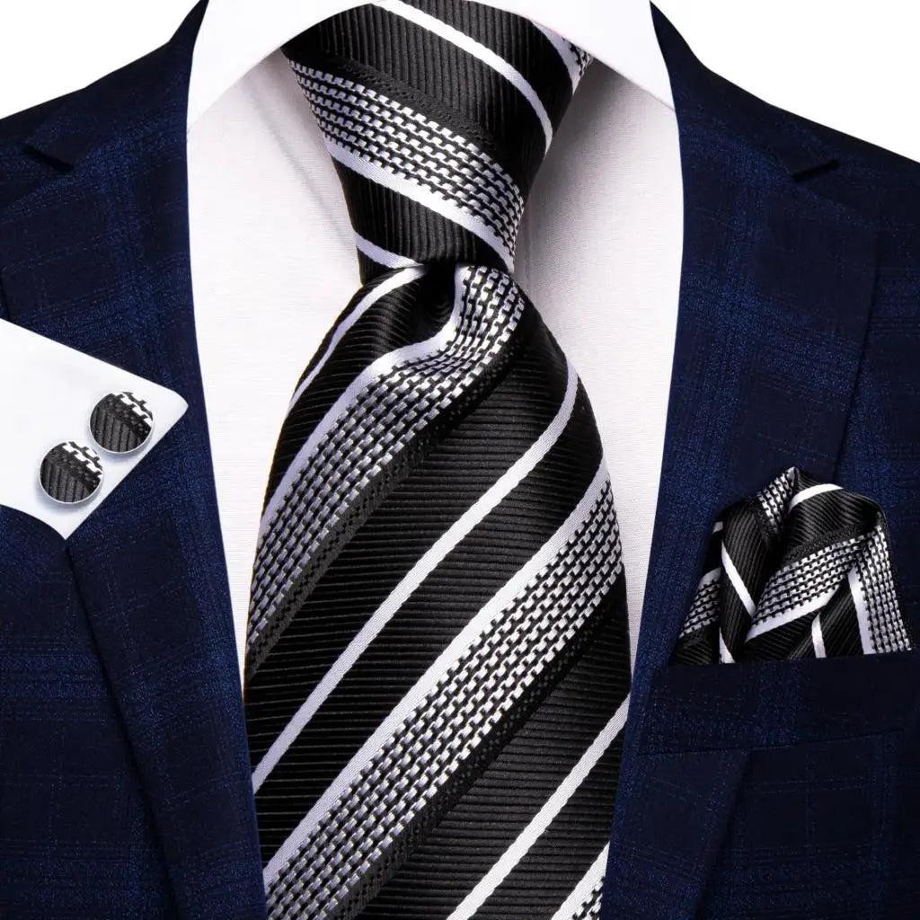 Navy Blue Striped Wedding Tie Men Fashion Design Green Red Necktie