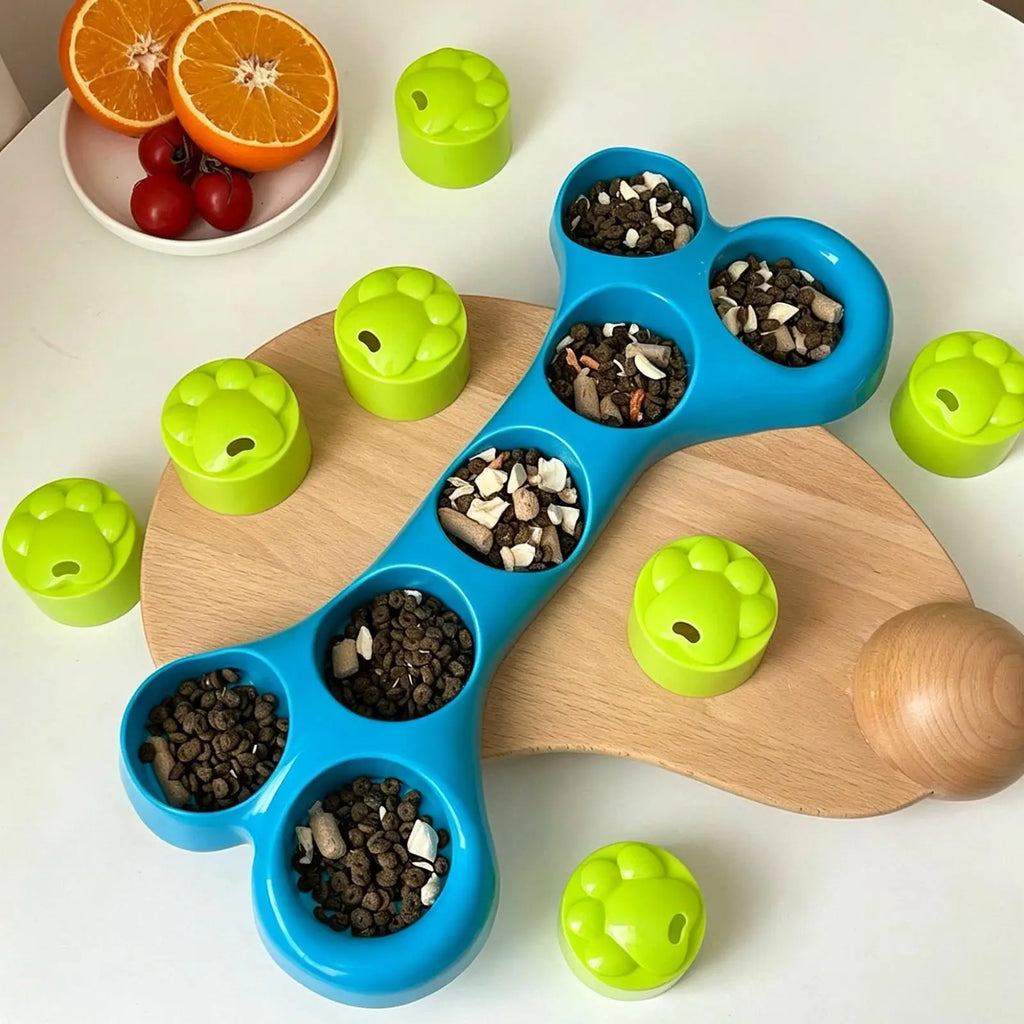 Slow Feeder Dog Bowls Bone Shape Interactive Anti-Choking Funny Cat Food Bowl for Kitten Puppy Daily Feeding Playing Training Qme