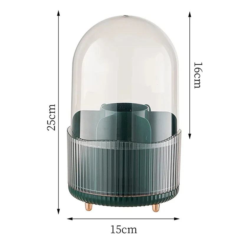 Cosmetics Storage Bucket Grid Lid Transparent Simple Light Makeup Qme With cover Green