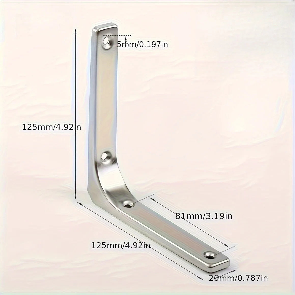 2Pcs Stainless Steel L Shape Shelf Brackets Heavy Duty Floating Wall Mount Support Braces For Wooden Shelves Table Cabinet Qme