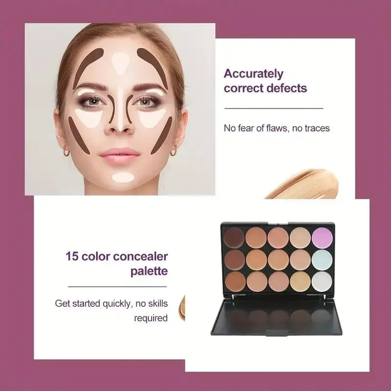 15 Colors Concealer Palette Shade Bamboo Handle Makeup Brushes Face Qme