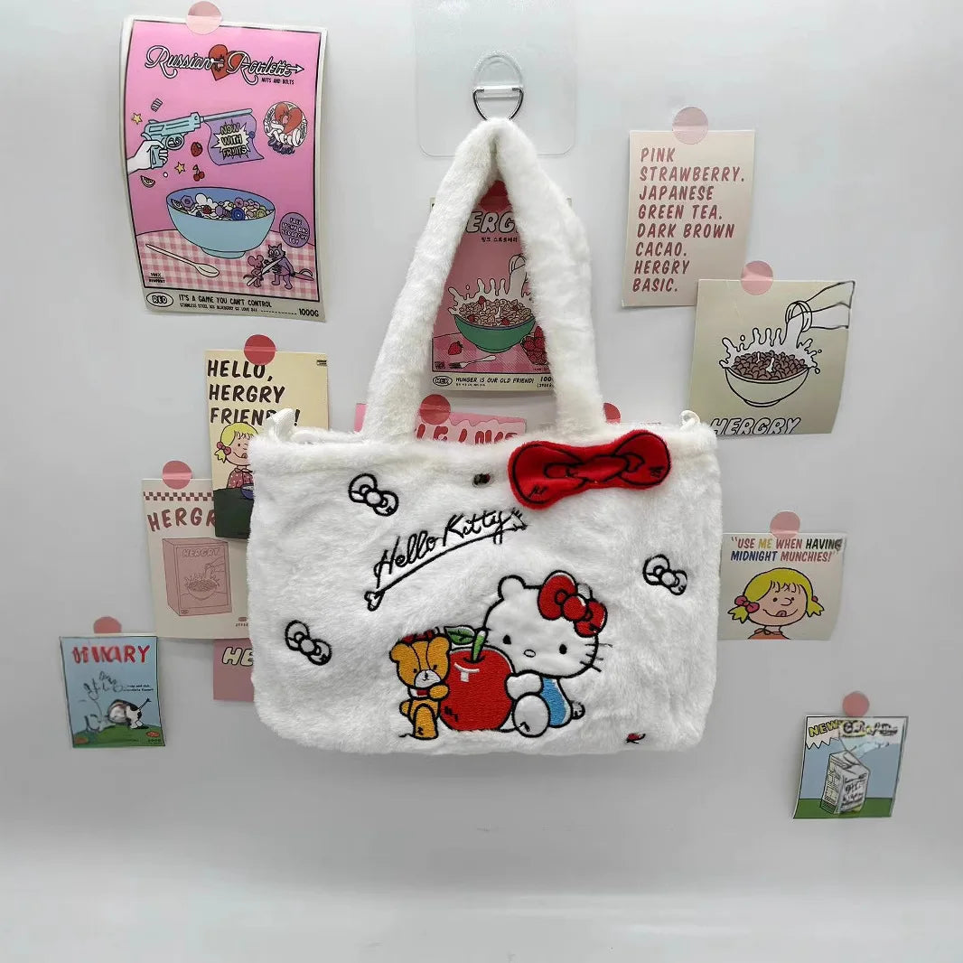 Cute Cartoon Plush Bag Handbag Single Shoulder Crossbody Soft Stuffed Qme hello kitty M