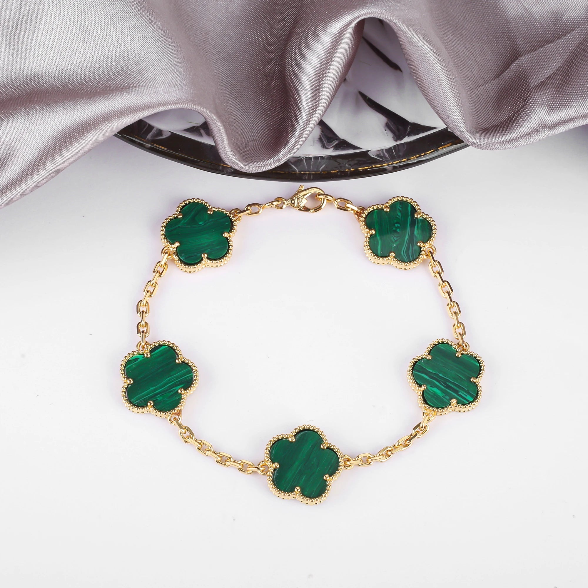 INS Selling Natural Stone Five Leaf Flower Bracelet Necklace Jewelry