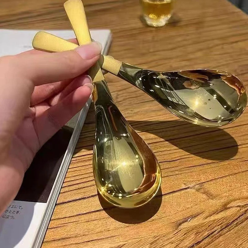 Stainless Steel Soup Spoons Home Kitchen Ladle Capacity Gold Silver Qme