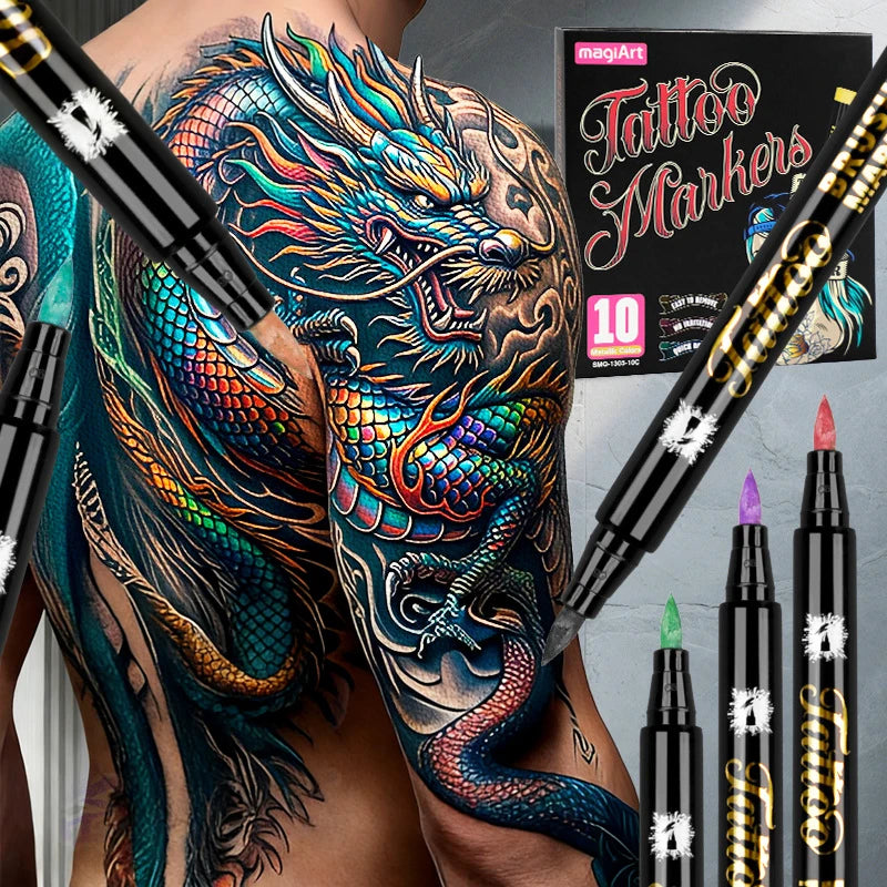 Metallic Temporary Tattoo Pen Skin Safe Body Markers Stackable Paint Qme