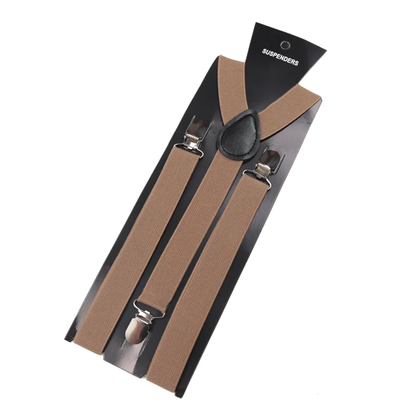 Unisex Elastic Leather Suspenders Braces Men Women Black Blue Red