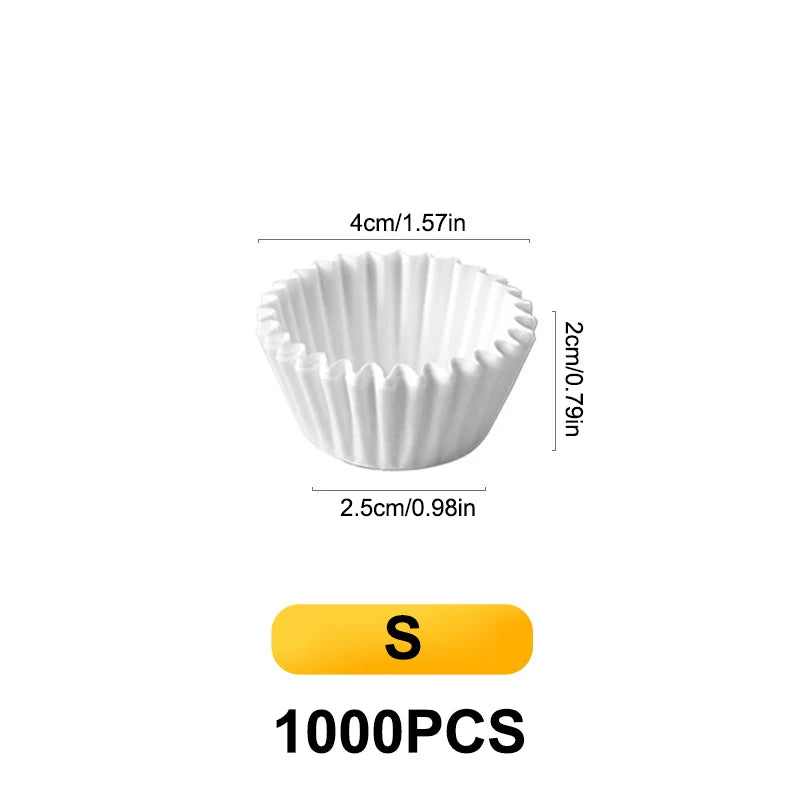 500/1000Pcs Chocalate Paper Liners Baking Muffin Cake Cups Forms Cupcake Cases White Party Tray Mold Greaseproof Wrappers Holder Qme S