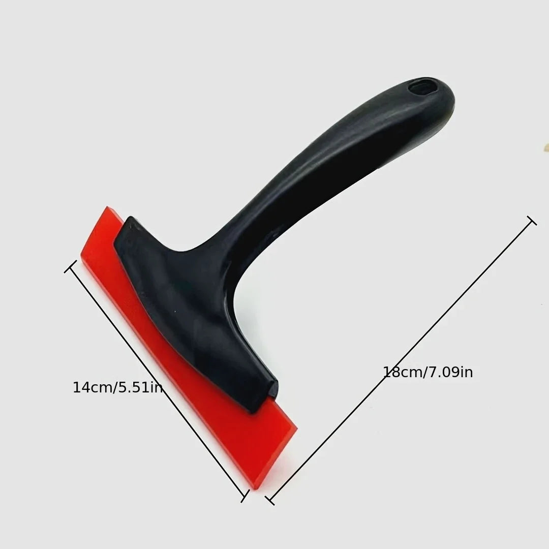 Car Window Rubber Squeegee, Black Handle Red Rubber Car Auto Ice Scraper Window Snow Removal Cleaning Tool, Qme