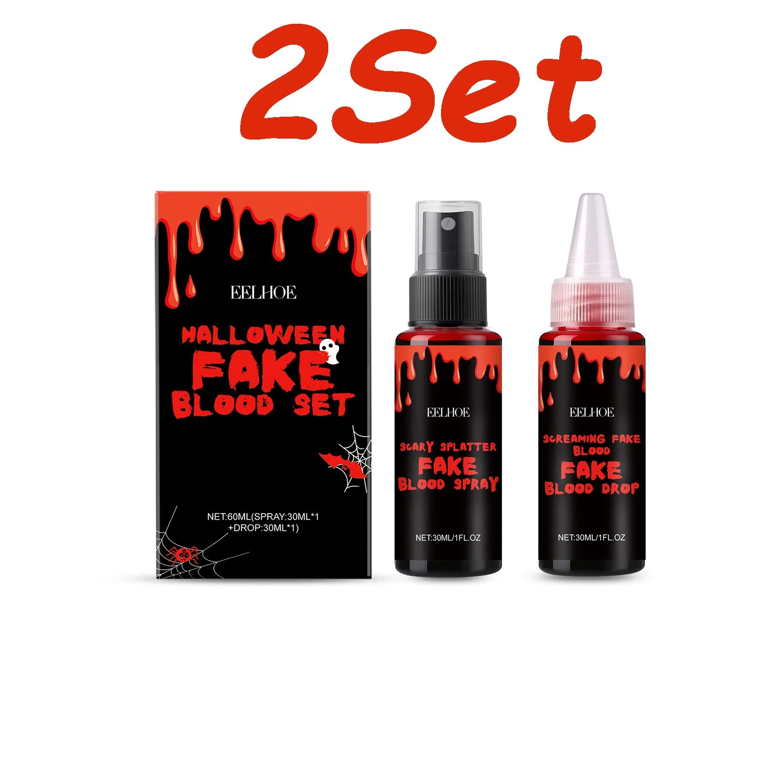 Halloween Fake Blood Set Realistic Fake Blood Styling Set for Festive Scary Party Supplies Realistic Special Effects Makeup Set Qme 2 Sets