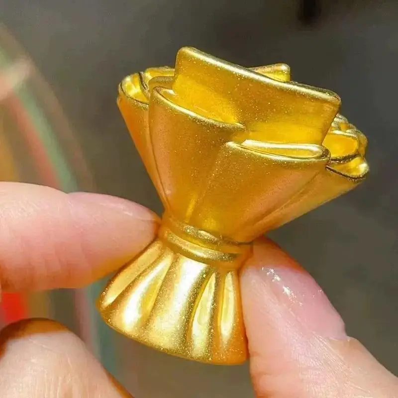 Mini Gold Rose Bouquet Ornament Handmade Metal Artificial Flower Qme