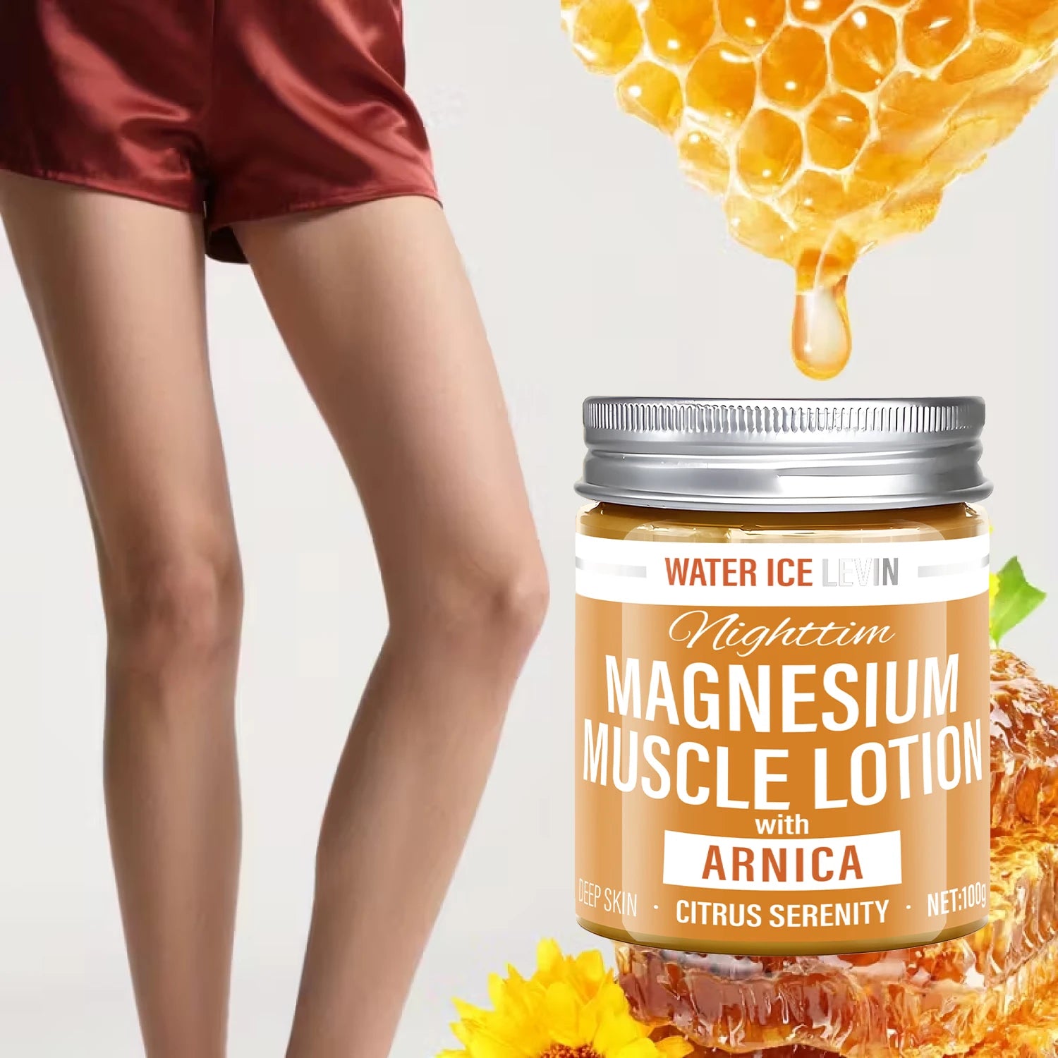 Magnesium Muscle Lotion with Arnica & Citrus for Deep Skin Soothing - Lightweight & Fast-Absorbing Formula. Qme