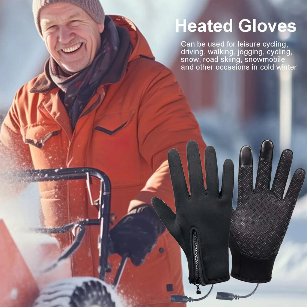 1pairHeated Cycling Gloves Hand Warmer Rechargeable Heated Mittens Gloves Windproof Warm Heated Gloves Heating Gloves For Riding Qme