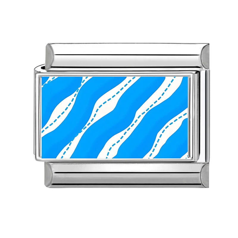 New 2026 Original Cool Sports Car Blue Series Italian Charm Stainless Steel Links Fit 9mm Modular Bracelet DIY Jewelry Wholesale Qme Style 30