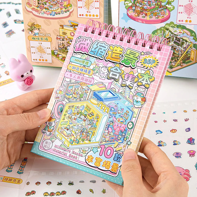 Chinoiserie Theme Landscape Sticker Books DIY Decoration Mountain Qme