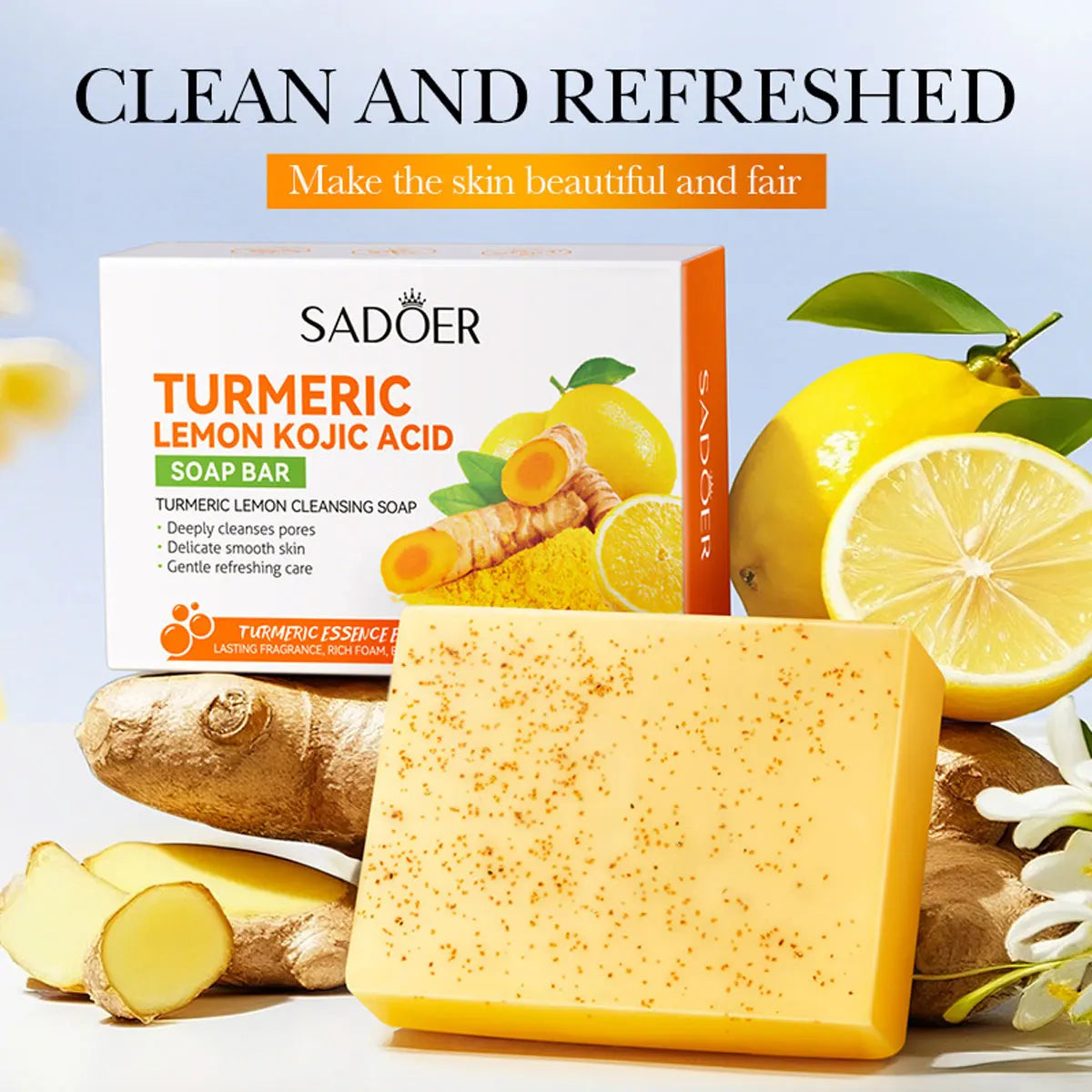 Turmeric Kojic Acid Lemon Essential Oil Soap Frosted Particle Qme Turmeric 100g