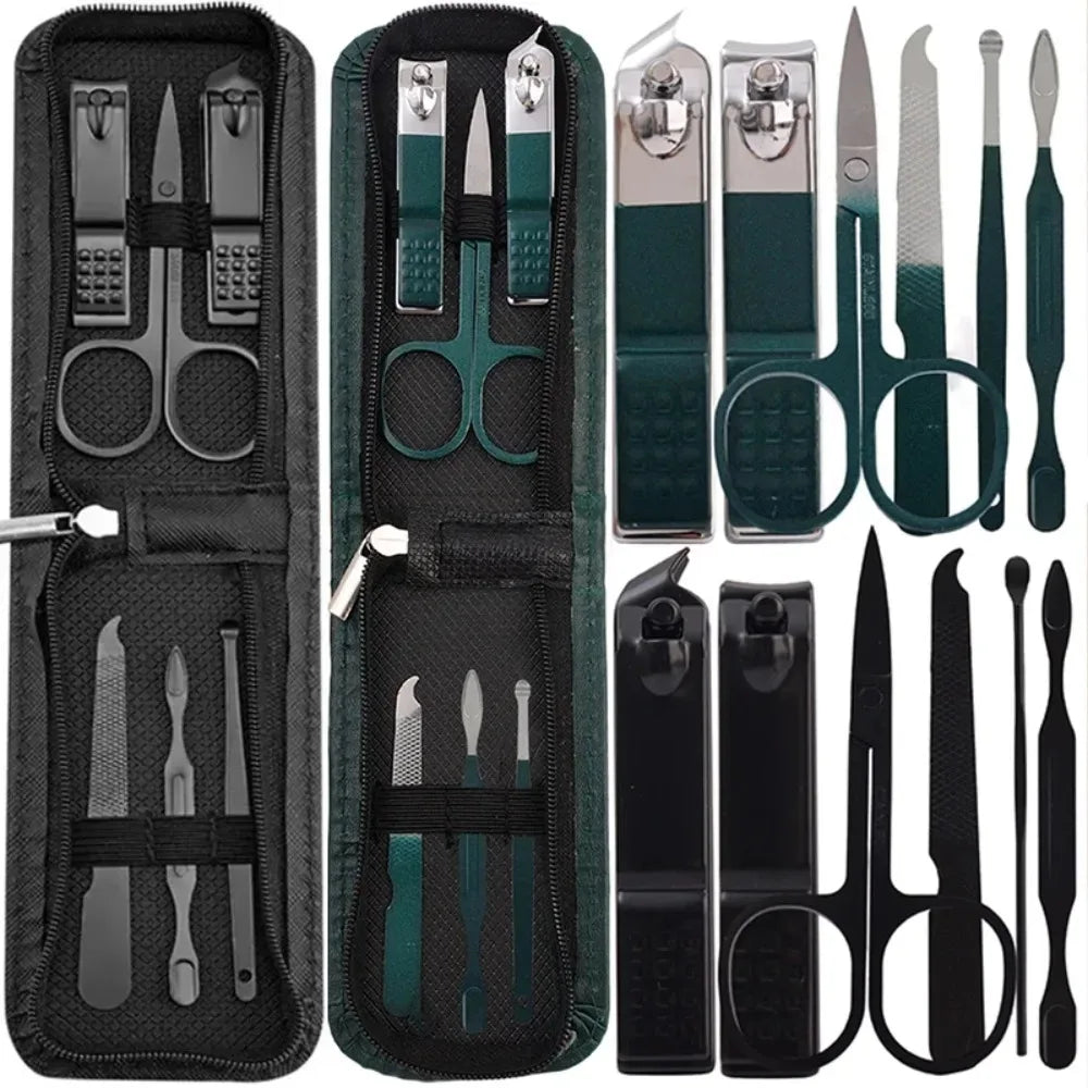 Green Black Stainless Steel Manicure Portable Nail Clippers File Qme