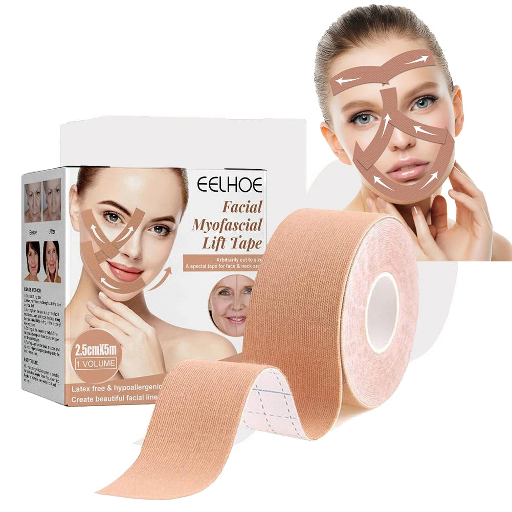 2 Rolls Facial Myofascial Face Lift Tape Castor Oil Breathable Qme
