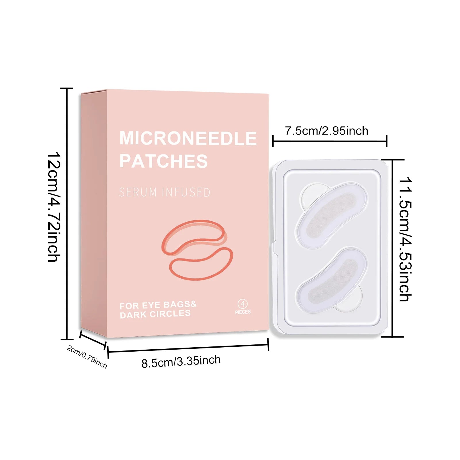 0.25mm Retinol Microneedle Eye Patches Mask Reduce Dark Circle & Eye Bags Anti-Aging Firming Patches Forehead & Smile Line Patch Qme